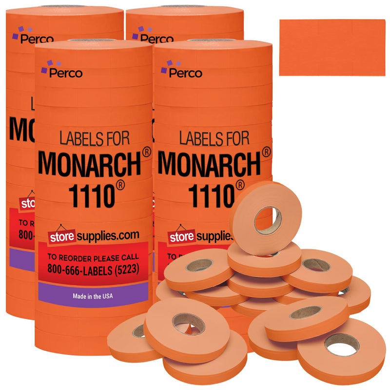 Perco Flou. Red Pricing Labels for Monarch 1110 Price Gun - 4 Sleeves, 68,000 Price Marking Labels - Image 1